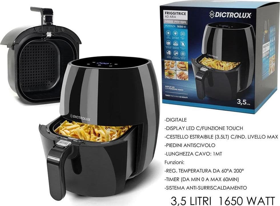 FRIGGITRICE AD ARIA 3,5 LT 1650 WATT DISPLAY LED DA 60 A 200 GRADI DISPLAY A LED in Friggitrici Trade Shop italia - Napoli, commercioVirtuoso.it