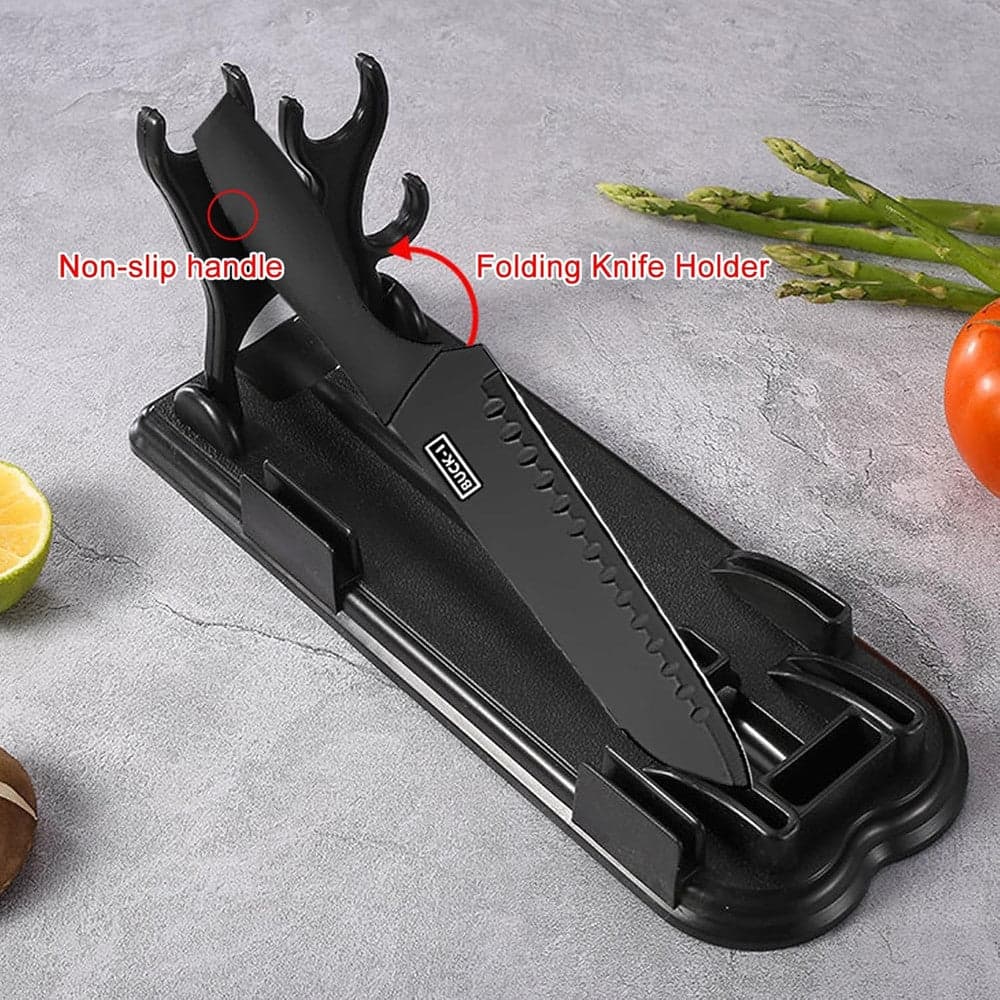 SET DI 7PZ COLTELLI DA CUCINA PROFESSIONALI CHEF FORBICI PELAPATATE ACCIAIO NERO in Coltelli da Chef Trade Shop italia - Napoli, commercioVirtuoso.it