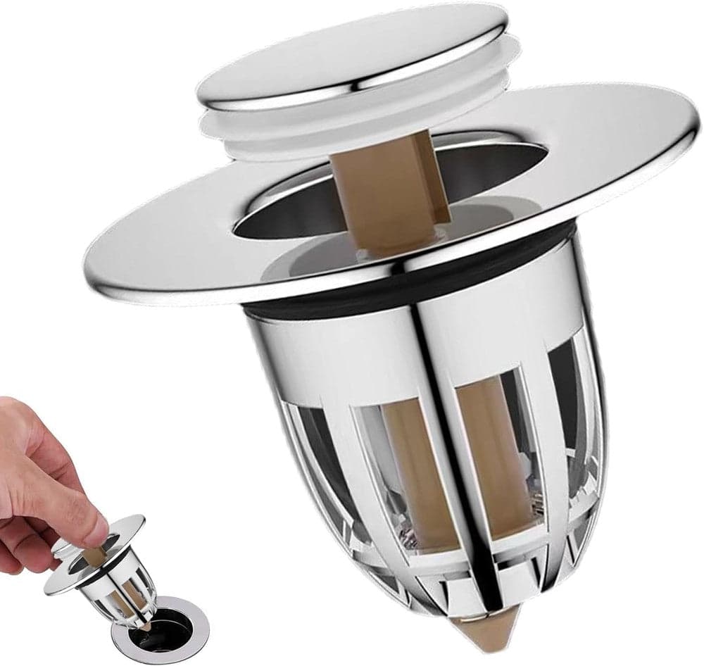 TAPPO DI SCARICO PER LAVANDINO BAGNO FILTRO IN ACCIAIO A PRESSIONE COPRI SCARICO in Tappi Trade Shop italia - Napoli, commercioVirtuoso.it