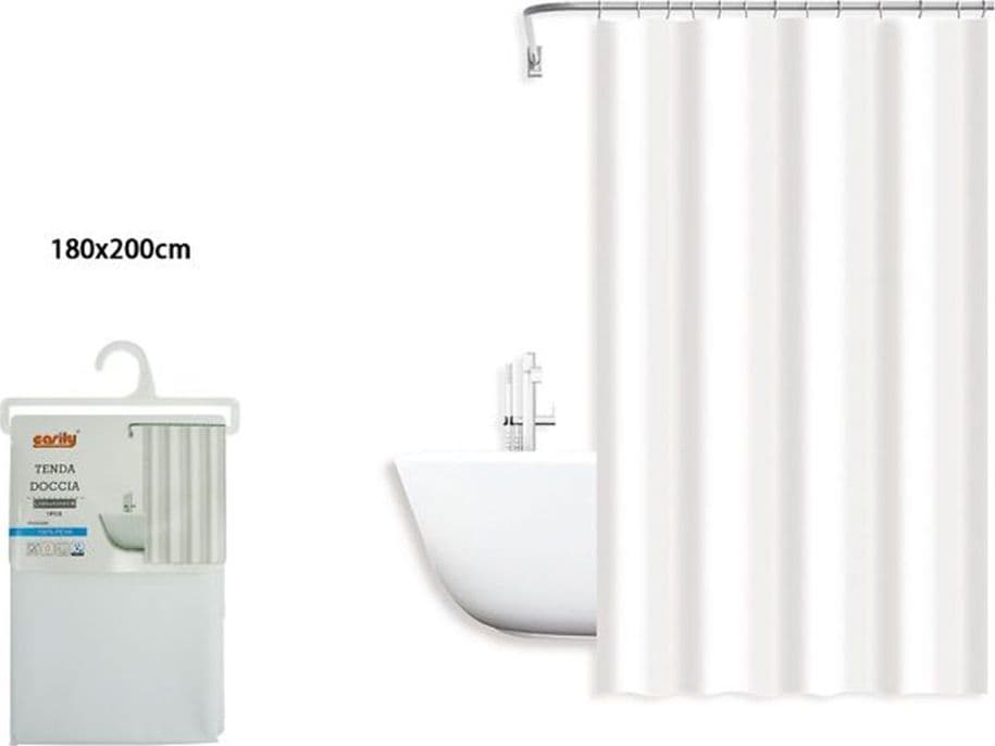 TENDA DOCCIA ANTIMUFFA IMPERMEABILE 180 X 200 CM GANCI ANELLI BAGNO BIANCA 79708 in Tende da doccia Trade Shop italia - Napoli, commercioVirtuoso.it