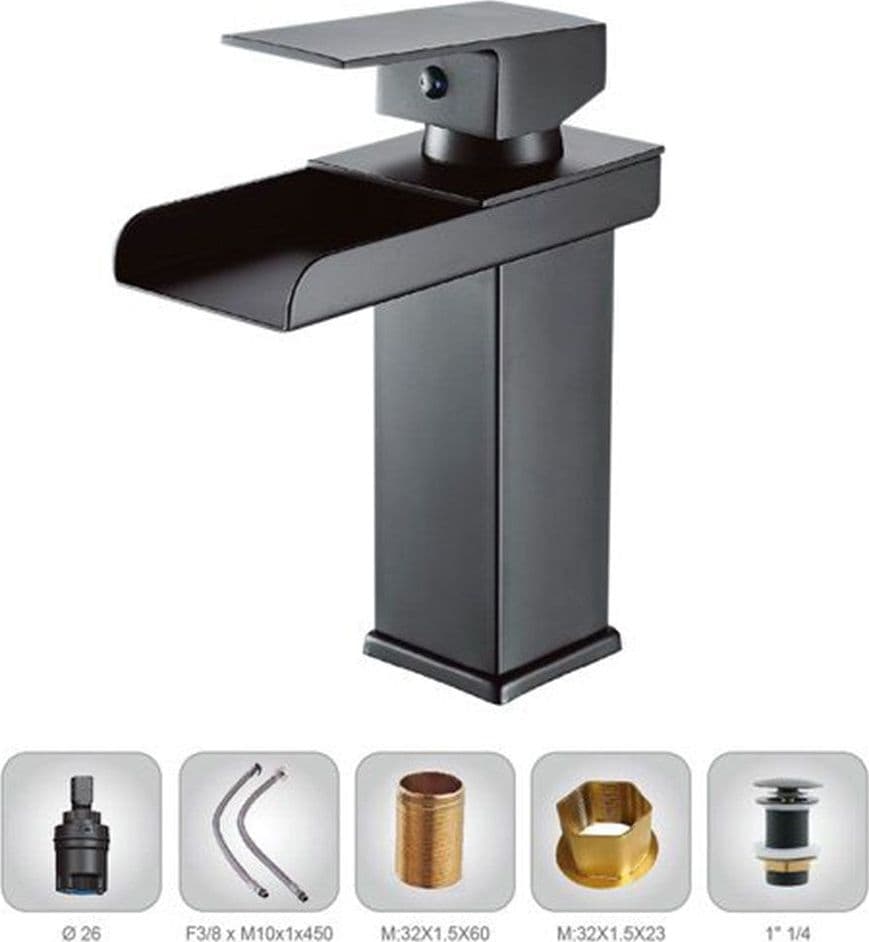 MISCELATORE A CASCATA NERO LAVABO BAGNO RUBINETTO A CANNA BASSA MONOCOMANDO 87398 in Rubinetti per lavandini bagno Trade Shop italia - Napoli, commercioVirtuoso.it