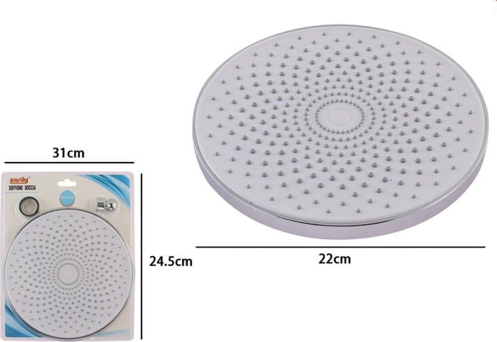 SOFFIONE PER DOCCIA BAGNO ROTONDO 22 CM IN ABS DOCCETTA CROMATO ATTACCO 1/2" 79371 in Docce fisse Trade Shop italia - Napoli, commercioVirtuoso.it