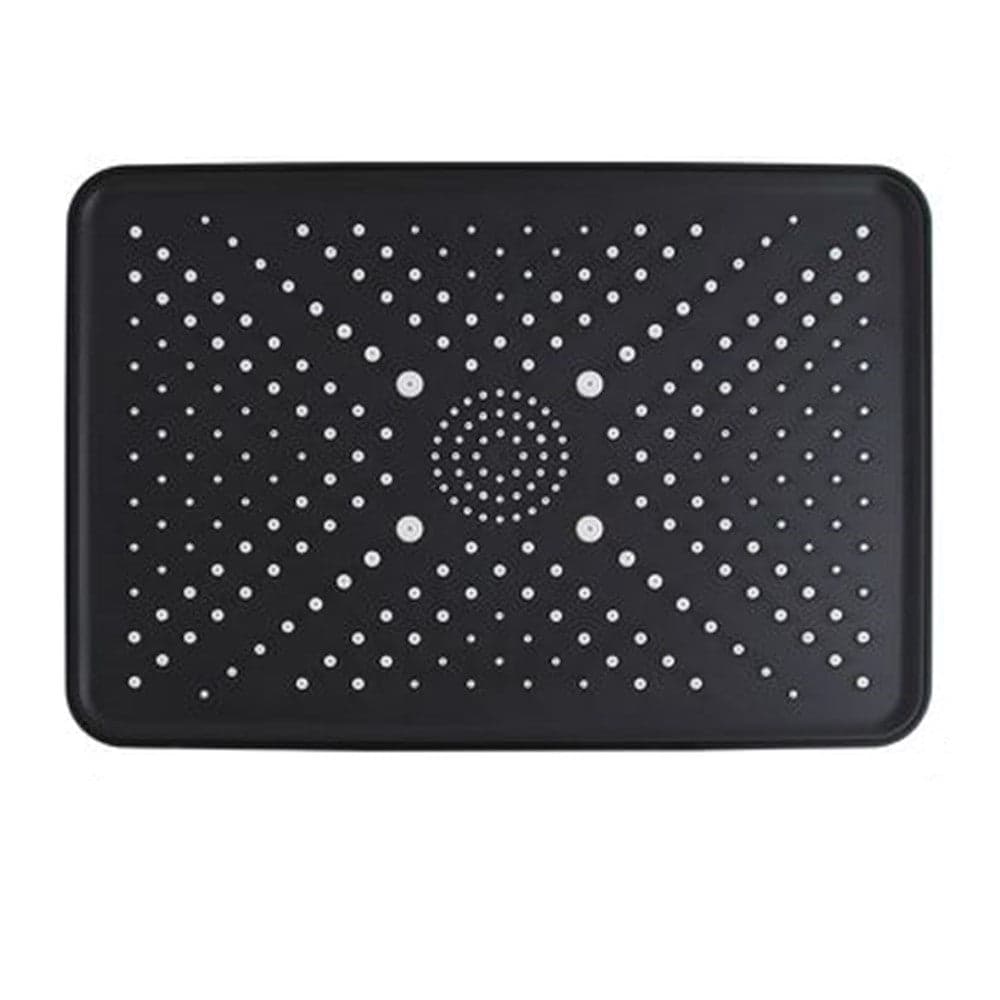 Soffione Doccia Rettangolare Ugelli Fori Bagno Miscelatore Nero 32x22cm In Abs 87536
