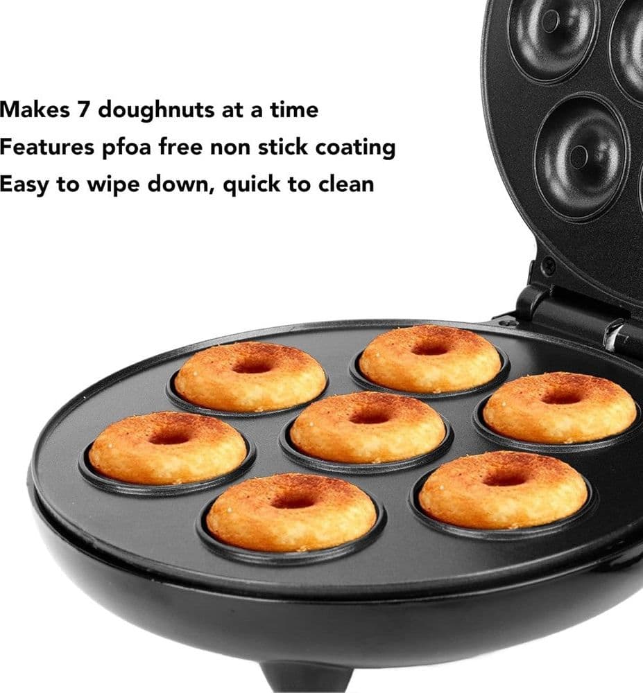 MINI DONUT MAKER 1000W ANTIADERENTE RISCALDAMENTO A DOPPIA FACCIA ELETTRICO 7 CIAMBELLE in Macchine per ciambelle Trade Shop italia - Napoli, commercioVirtuoso.it