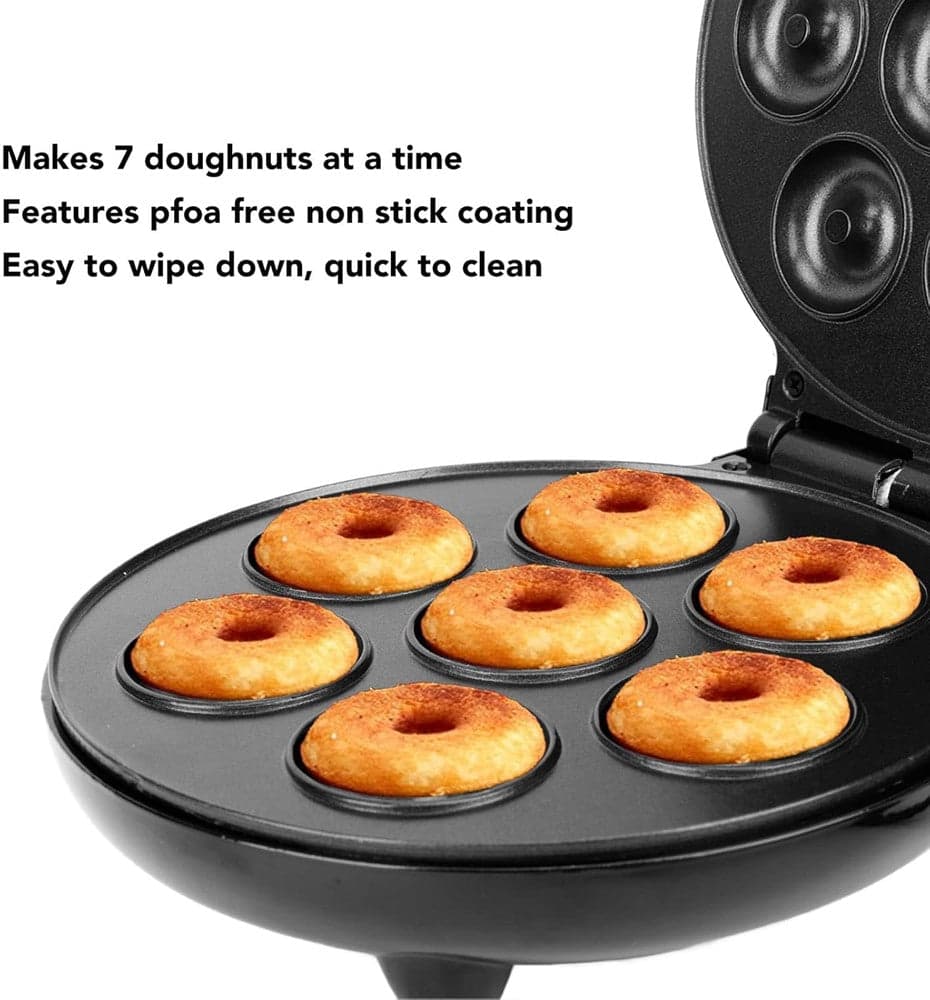 MINI DONUT MAKER 1000W ANTIADERENTE RISCALDAMENTO A DOPPIA FACCIA ELETTRICO 7 CIAMBELLE in Macchine per ciambelle Trade Shop italia - Napoli, commercioVirtuoso.it
