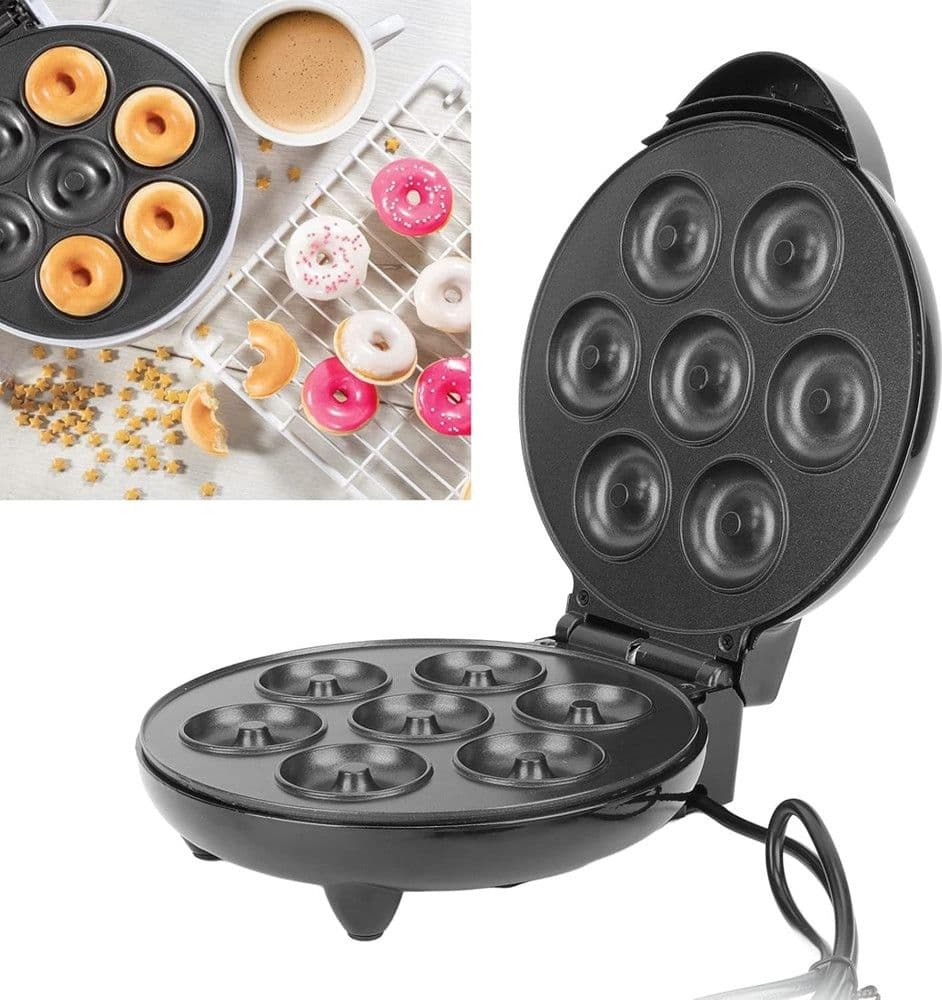 MINI DONUT MAKER 1000W ANTIADERENTE RISCALDAMENTO A DOPPIA FACCIA ELETTRICO 7 CIAMBELLE in Macchine per ciambelle Trade Shop italia - Napoli, commercioVirtuoso.it