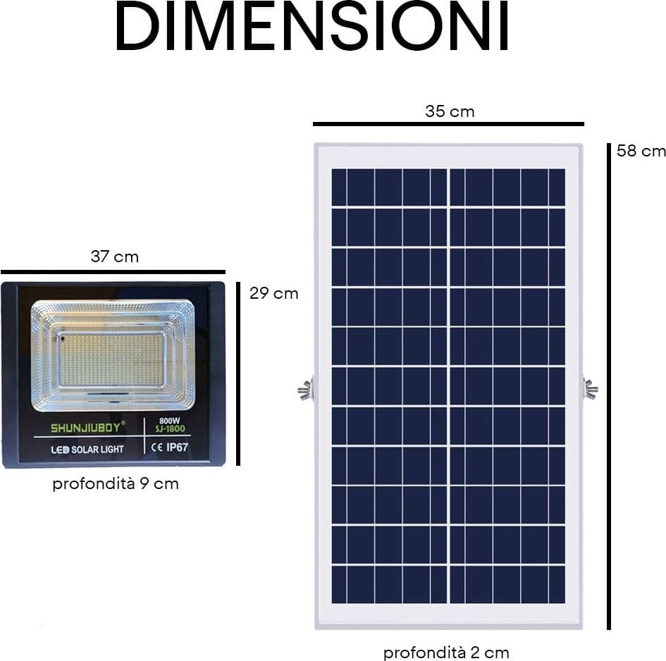 FARETTO LED ESTERNO CON PANNELLO ENERGIA SOLARE 800 W BATTERIA 12 ORE FARO IP67 in Proiettori Trade Shop italia - Napoli, commercioVirtuoso.it
