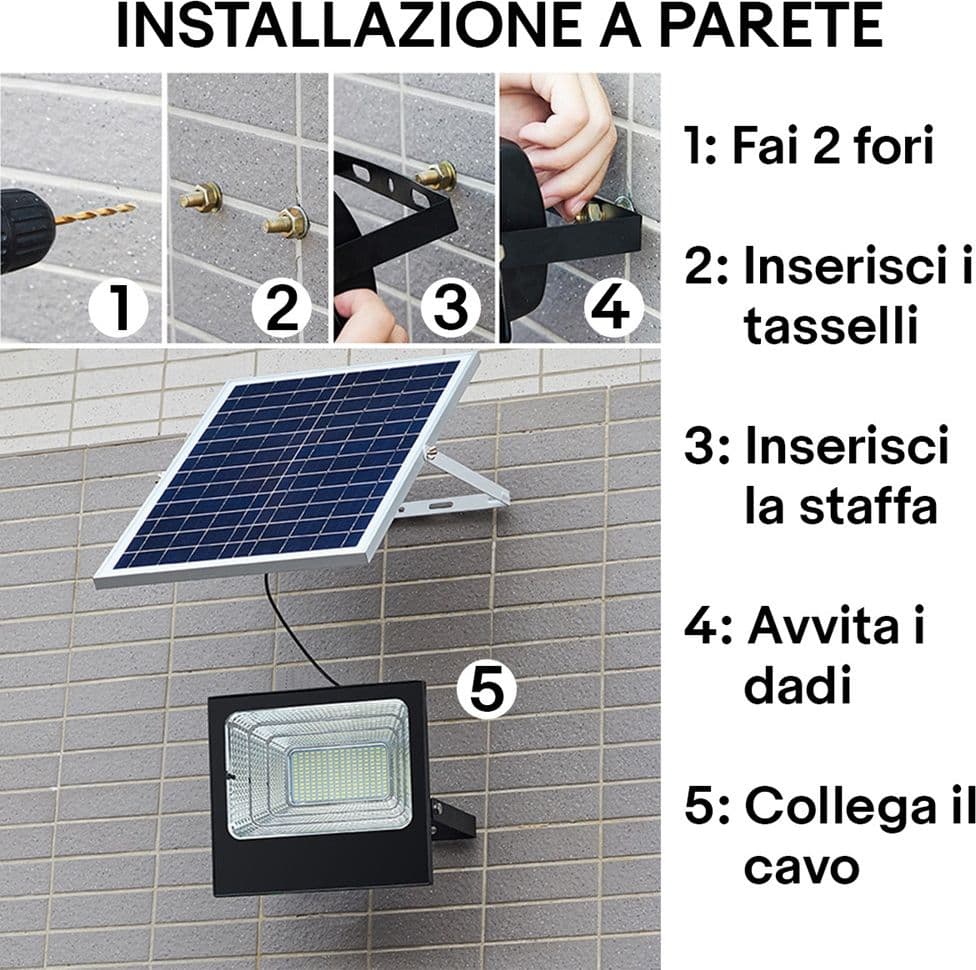 FARETTO LED ESTERNO CON PANNELLO ENERGIA SOLARE 800 W BATTERIA 12 ORE FARO IP67 in Proiettori Trade Shop italia - Napoli, commercioVirtuoso.it