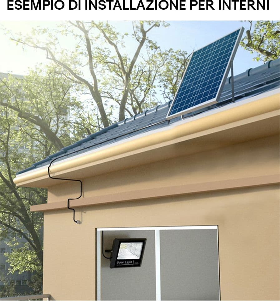 FARO A LED CON PANNELLO SOLARE 200 W LUCE BIANCA FREDDA 6500K BATTERIE AL LITIO in Proiettori Trade Shop italia - Napoli, commercioVirtuoso.it
