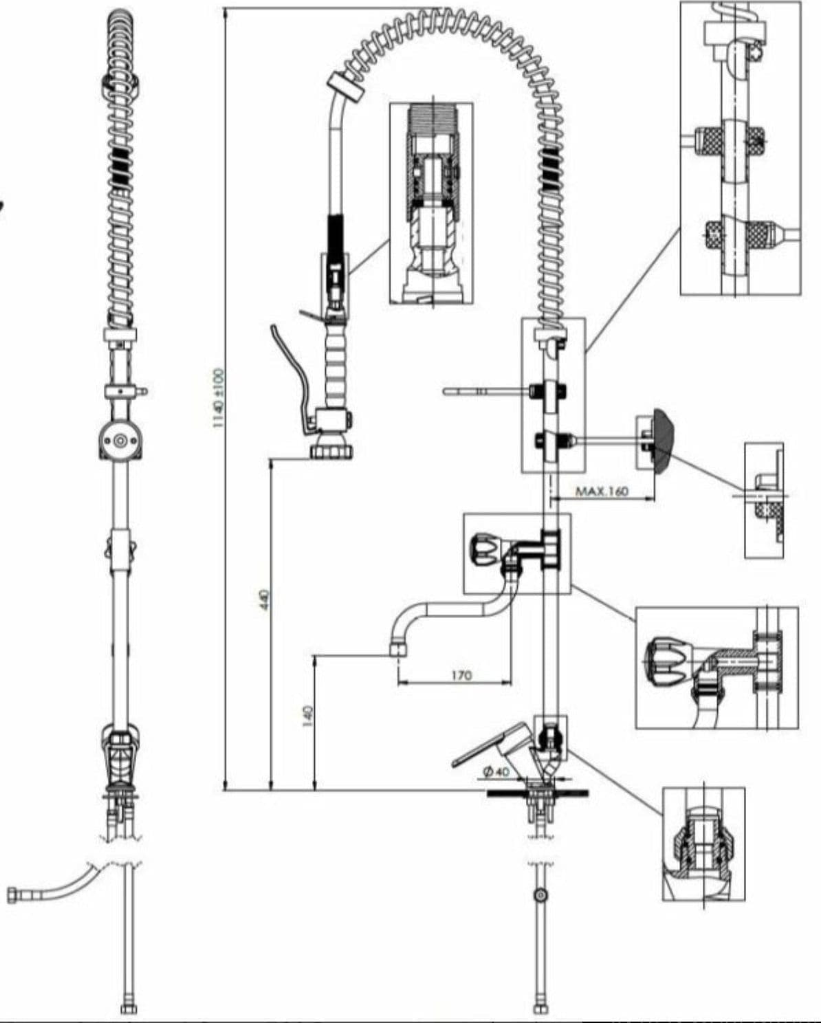 Miscelatore per cucina industriale professionale completo in ottone in Rubinetti per lavelli da cucina BagnoClic.it - Pregnana Milanese, commercioVirtuoso.it