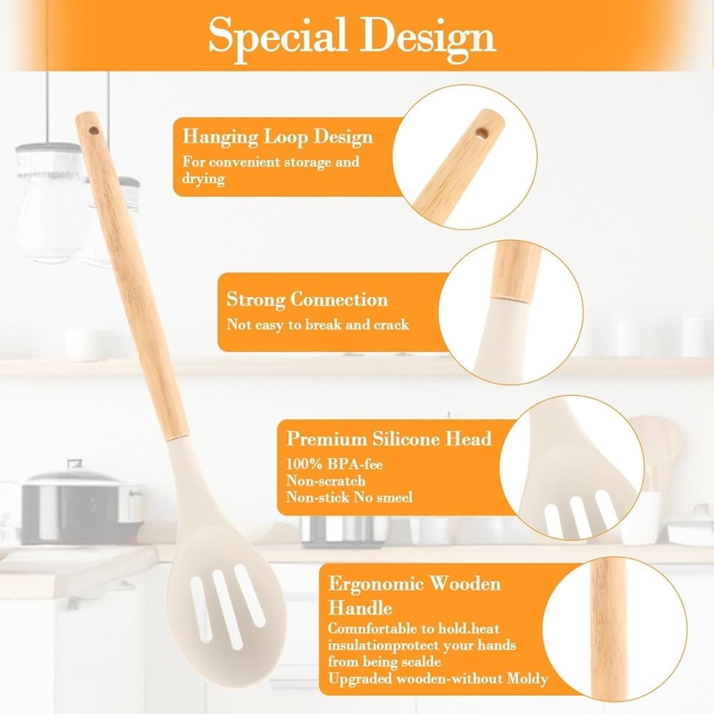 SET 12 ATTREZZI CUCINA IN SILICONE ANTIADERENTE CON PORTA UTENSILI MANICO IN LEGNO in Cucchiai da cucina Trade Shop italia - Napoli, commercioVirtuoso.it