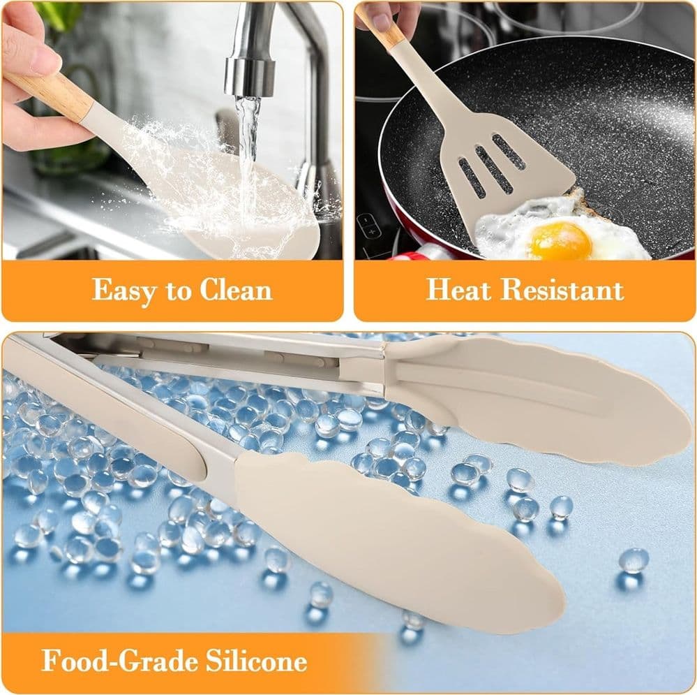 SET 12 ATTREZZI CUCINA IN SILICONE ANTIADERENTE CON PORTA UTENSILI MANICO IN LEGNO in Cucchiai da cucina Trade Shop italia - Napoli, commercioVirtuoso.it