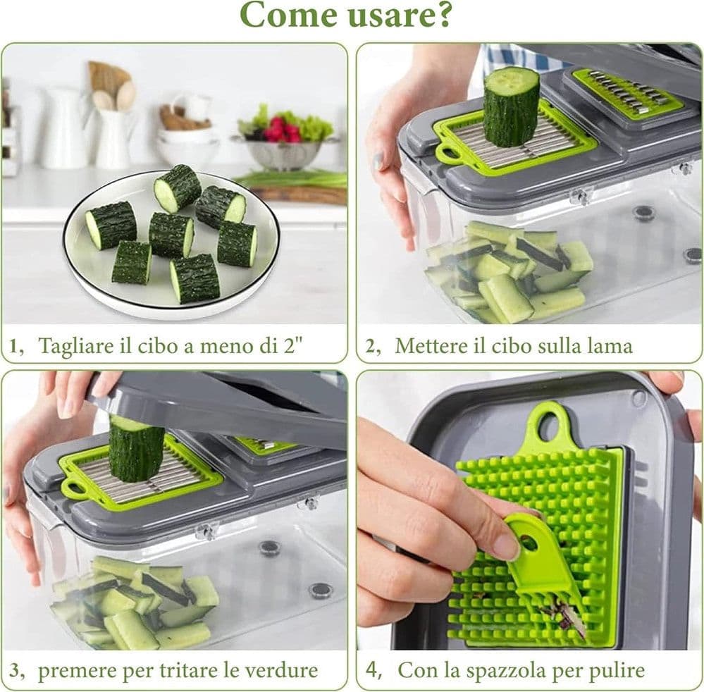 TAGLIA VERDURE MULTIFUNZIONE MANDOLINA MANUALE INOX AFFETTATRICE AFFETTATUTTO in Affettaverdure e mandolini da cucina Trade Shop italia - Napoli, commercioVirtuoso.it