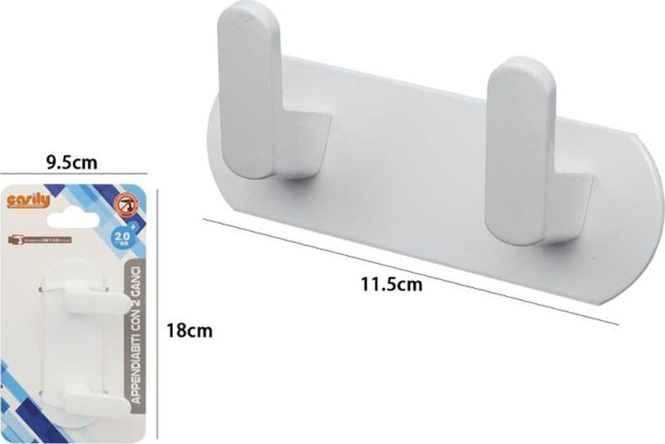 APPENDIABITI CON 2 GANCI APPENDINO PORTASCIUGAMANO BAGNO CASA CUCINA BIANCO 59741 in Ganci portasciugamani Trade Shop italia - Napoli, commercioVirtuoso.it
