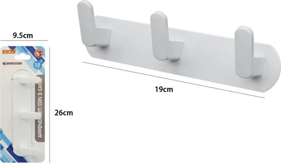 APPENDIABITI CON 3 GANCI APPENDINO PORTASCIUGAMANO DA BAGNO CASA CUCINA BIANCO 59742 in Ganci portasciugamani Trade Shop italia - Napoli, commercioVirtuoso.it