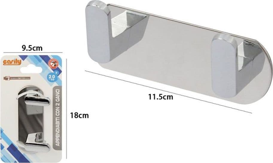 APPENDIABITI CON 2 GANCI APPENDINO PORTASCIUGAMANO BAGNO CASA CUCINA CROMATO 59731 in Ganci portasciugamani Trade Shop italia - Napoli, commercioVirtuoso.it