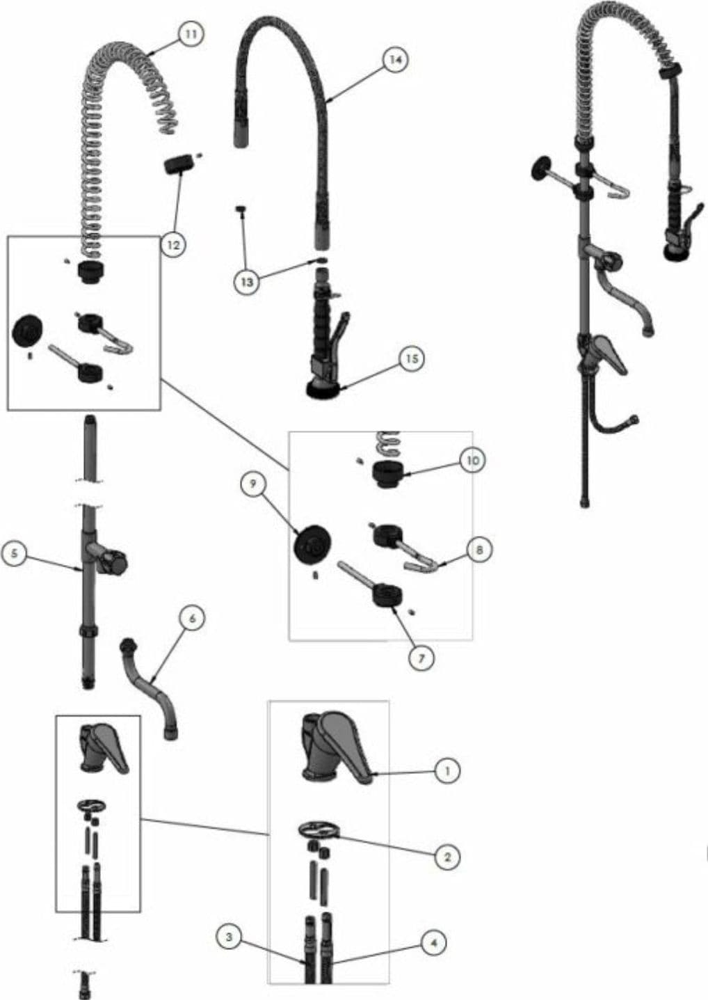 Miscelatore per cucina industriale professionale completo in ottone in Rubinetti per lavelli da cucina BagnoClic.it - Pregnana Milanese, commercioVirtuoso.it