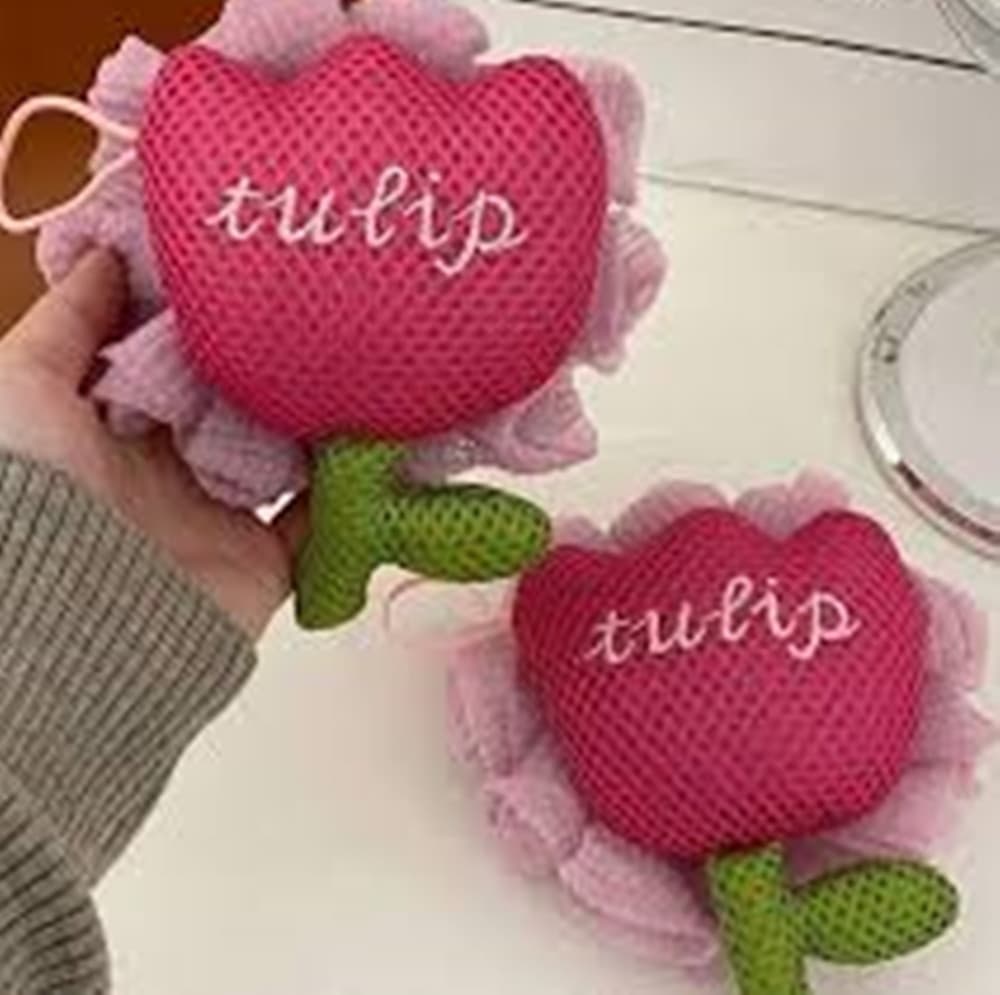 SPUGNA DOCCIA A RETE BAGNO ESFOLIANTE PELLE CORPO CON FIORE DI TULIPANO ROSA 10771 in Spugne Trade Shop italia - Napoli, commercioVirtuoso.it