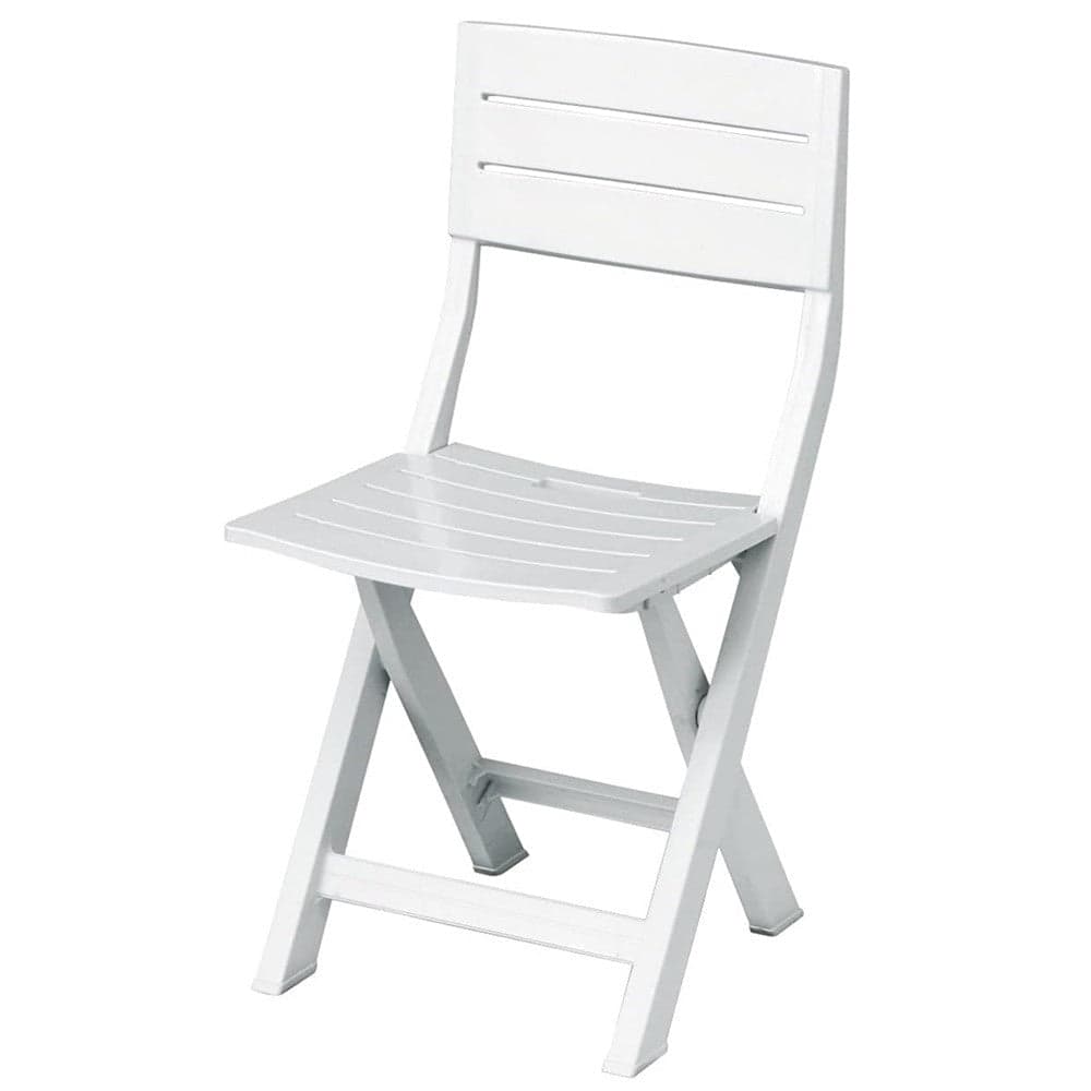 Set 4 Pz Sedia Sedie Da Giardino Patio Da Esterno Pieghevole Bianco Resina 002235