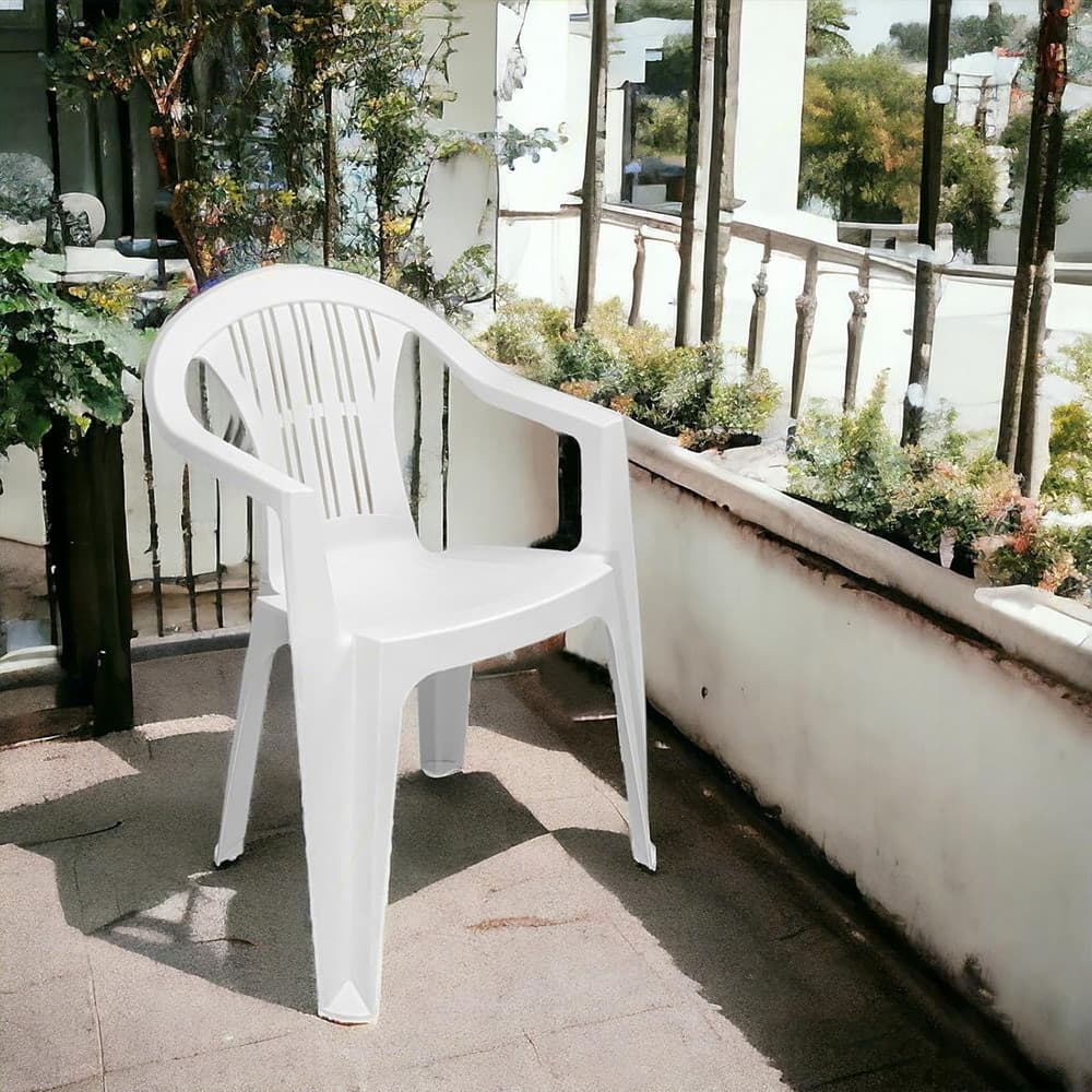 SET 2 PZ SEDIA RATAK SCHIENALE BASSO MONOBLOCCO BIANCA OPACA CON BRACCIOLI 021048 in Sedie per tavolo da giardino Trade Shop italia - Napoli, commercioVirtuoso.it