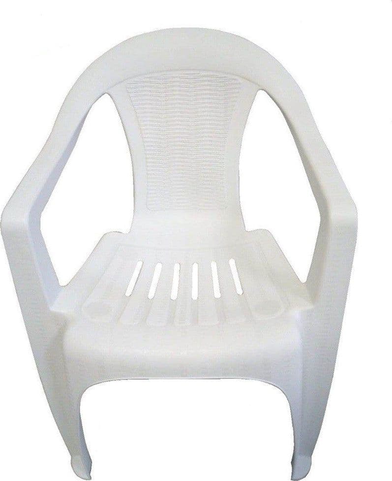 SET 2PZ SEDIA BIANCA IN PLASTICA MONOBLOCCO IMPILABILE CON BRACCIOLI 53X43X78CM 007359 in Sedie Trade Shop italia - Napoli, commercioVirtuoso.it