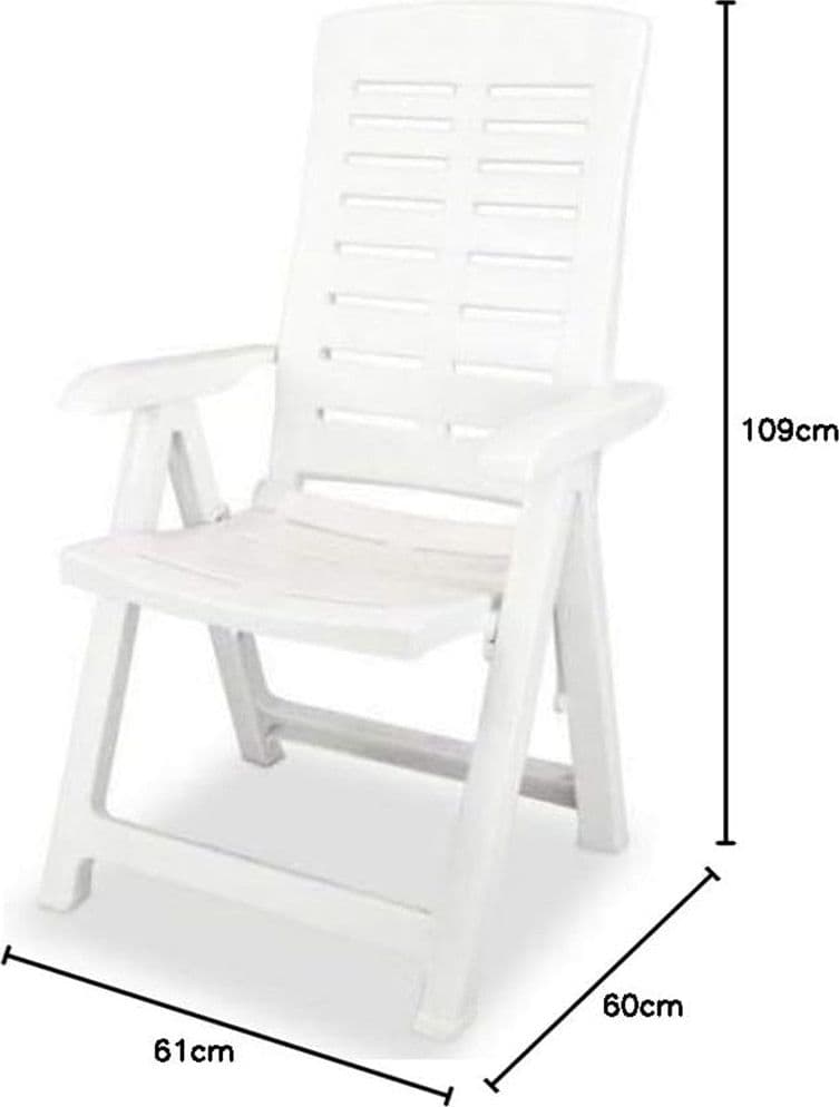 POLTRONA PIEGHEVOLE DA GIARDINO CON SCHENALE REGOLABILE COMODI BRACCIOLI BIANCA 008939 in Sedie per tavolo da giardino Trade Shop italia - Napoli, commercioVirtuoso.it