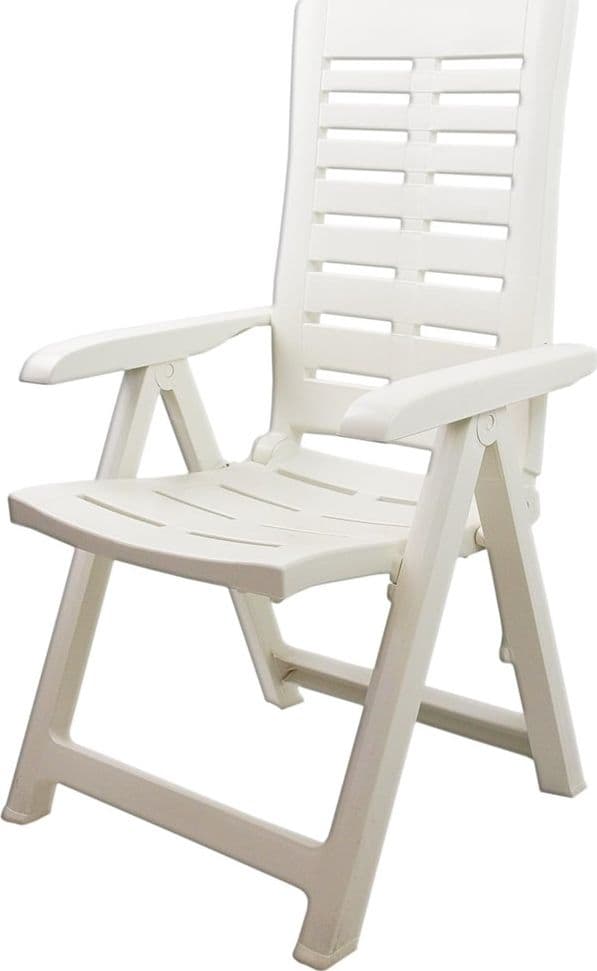 POLTRONA PIEGHEVOLE DA GIARDINO CON SCHENALE REGOLABILE COMODI BRACCIOLI BIANCA 008939 in Sedie per tavolo da giardino Trade Shop italia - Napoli, commercioVirtuoso.it