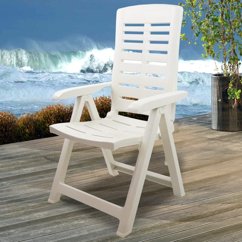 POLTRONA PIEGHEVOLE DA GIARDINO CON SCHENALE REGOLABILE COMODI BRACCIOLI BIANCA 008939 in Sedie per tavolo da giardino Trade Shop italia - Napoli, commercioVirtuoso.it
