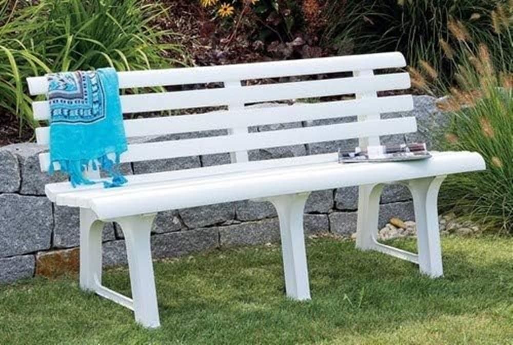 PANCHINA DA GIARDINO PANCA IN RESINA DA 3 POSTI COLORE BIANCO 145X49X74 CM 020363 in Panche Trade Shop italia - Napoli, commercioVirtuoso.it