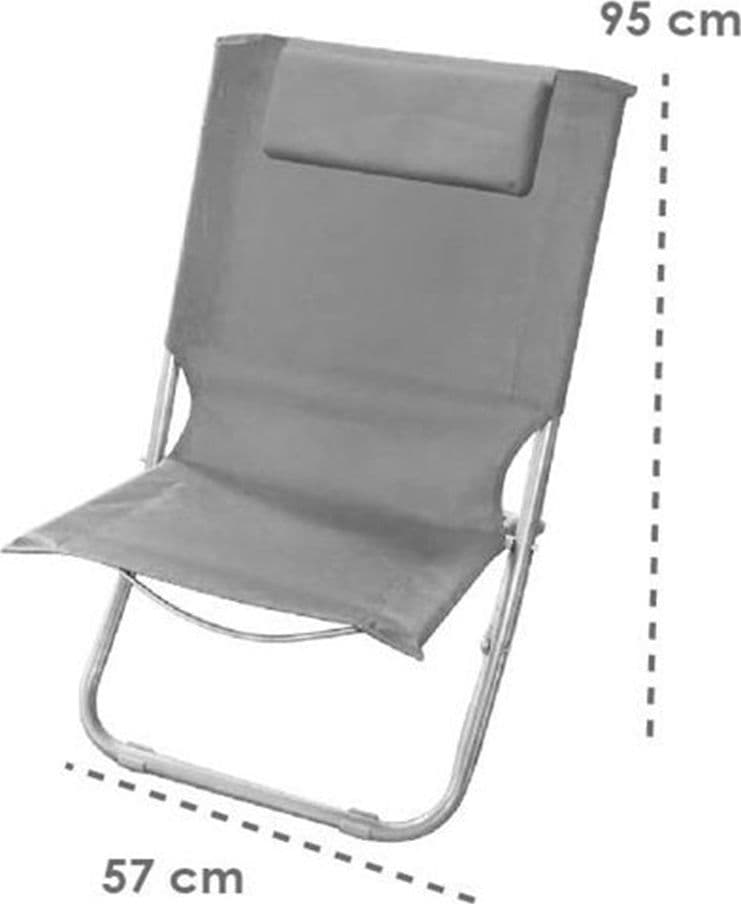 SPIAGGINA CON CUSCINO PER TESTIERA GRIGIO 57X47X95 CM PIEGHEVOLE PORTATILE 281017 in Lettini Trade Shop italia - Napoli, commercioVirtuoso.it