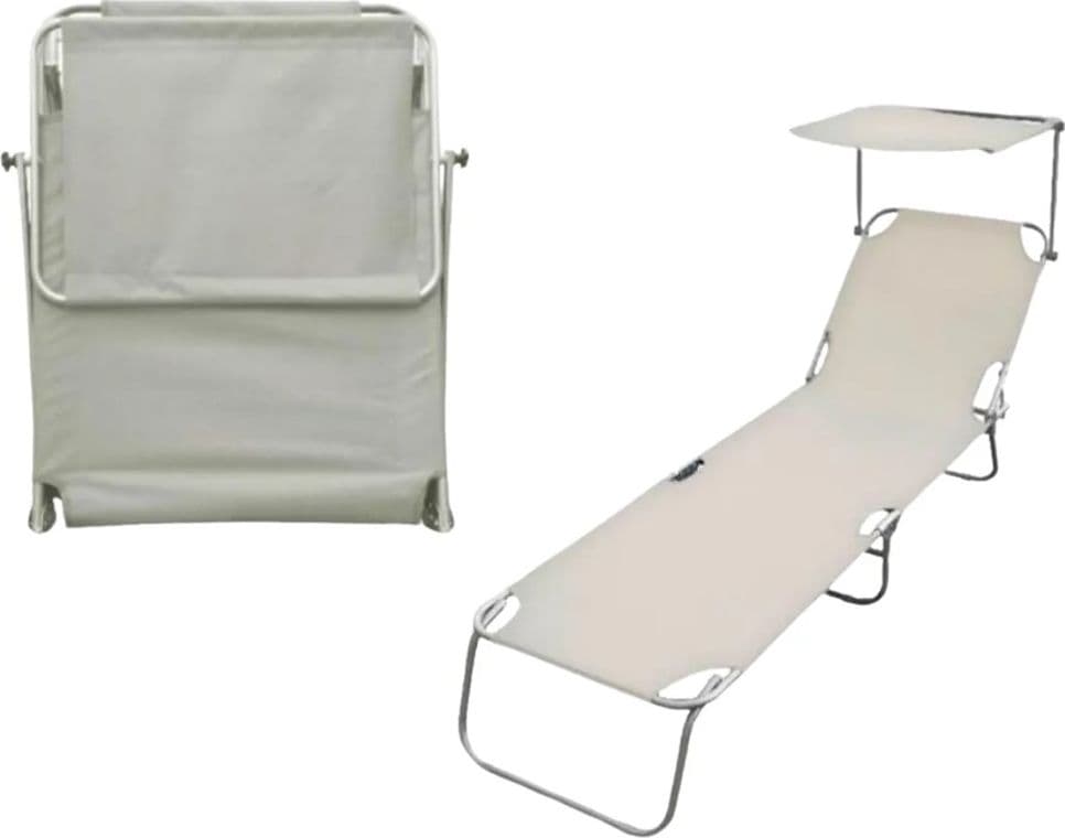 LETTINO CON TETTUCCIO PARASOLE BEIGE SDRAIO PRENDISOLE 187X55X24CM PIEGHEVOLE 281020 in Lettini Trade Shop italia - Napoli, commercioVirtuoso.it