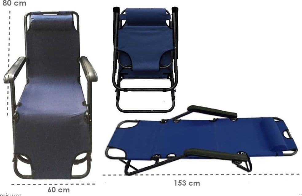 SDRAIO BLU SEDIA LETTINO RELAX PRENDISOLE DA SPIAGGIA GIARDINO PIEGHEVOLE 285001 in Lettini Trade Shop italia - Napoli, commercioVirtuoso.it