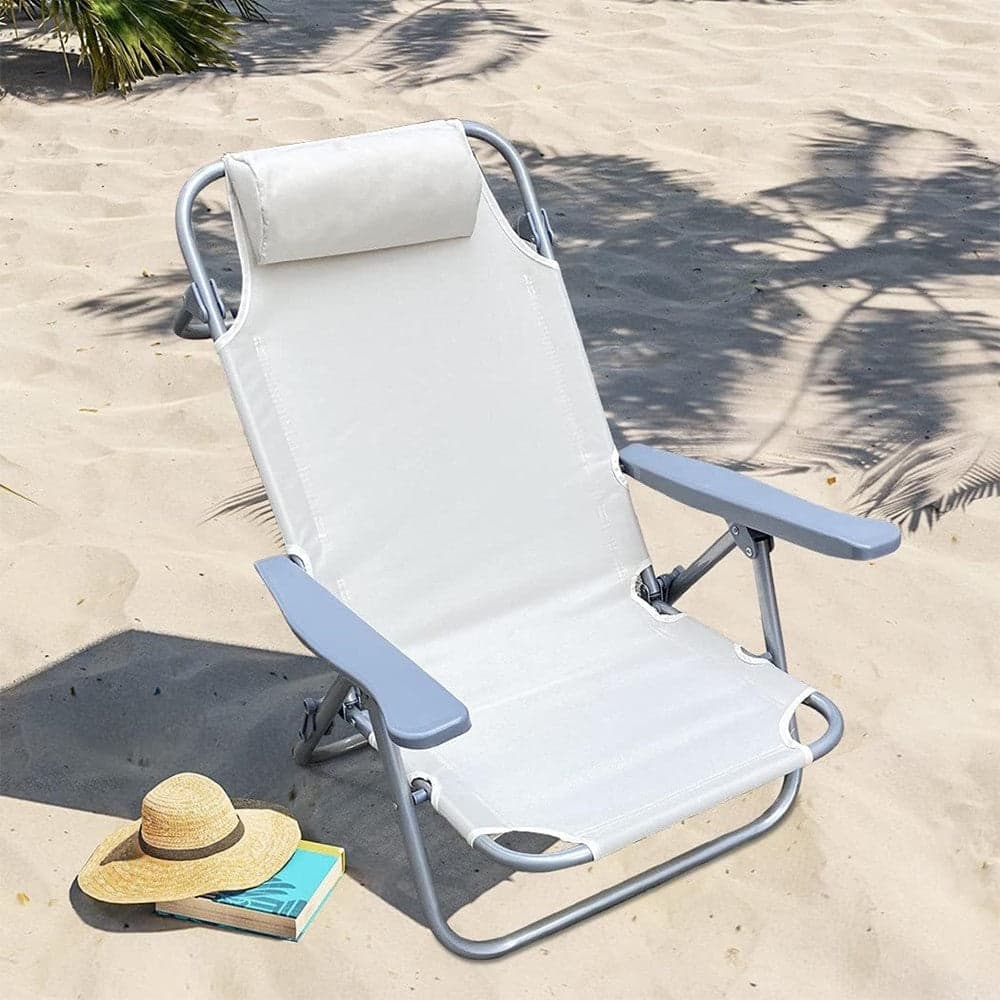 SEDIA SDRAIO SPIAGGINA MARE RECLINABILE IN FERRO CUSCINO CREMA CAMPEGGIO GIARDINO 046039 in Lettini Trade Shop italia - Napoli, commercioVirtuoso.it