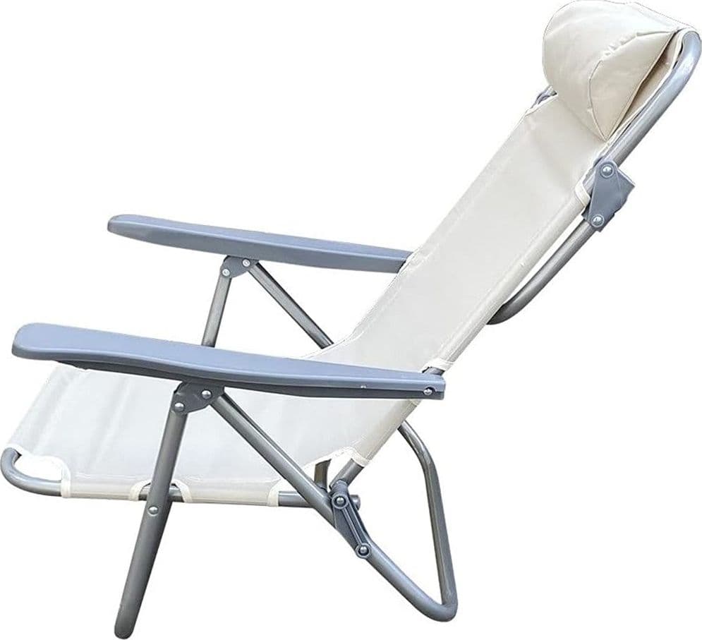 SEDIA SDRAIO SPIAGGINA MARE RECLINABILE IN FERRO CUSCINO CREMA CAMPEGGIO GIARDINO 046039 in Lettini Trade Shop italia - Napoli, commercioVirtuoso.it