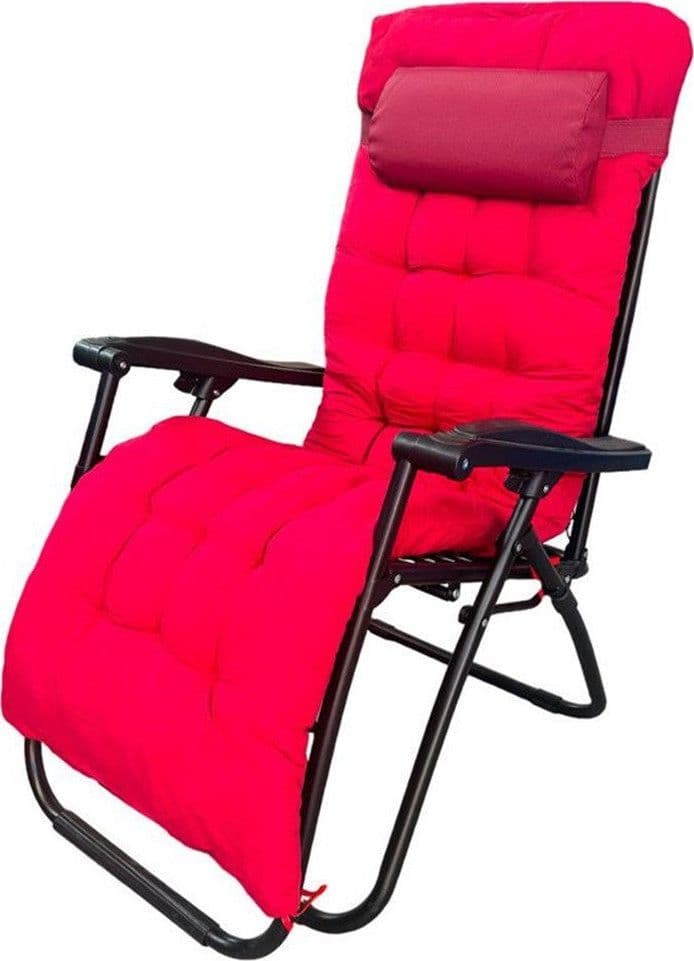 SDRAIO CON CUSCINO IMBOTTITO ROSSO IN TEXTILENE POLTRONA RELAX TERRAZZO GIARDINO 483006 - 2