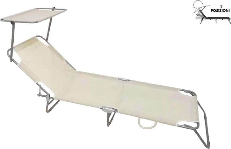 LETTINO IN TEXTILENE CON PARASOLE CREMA MARE GIARDINO SCHIENALE REGOLABILE 281014 in Lettini Trade Shop italia - Napoli, commercioVirtuoso.it