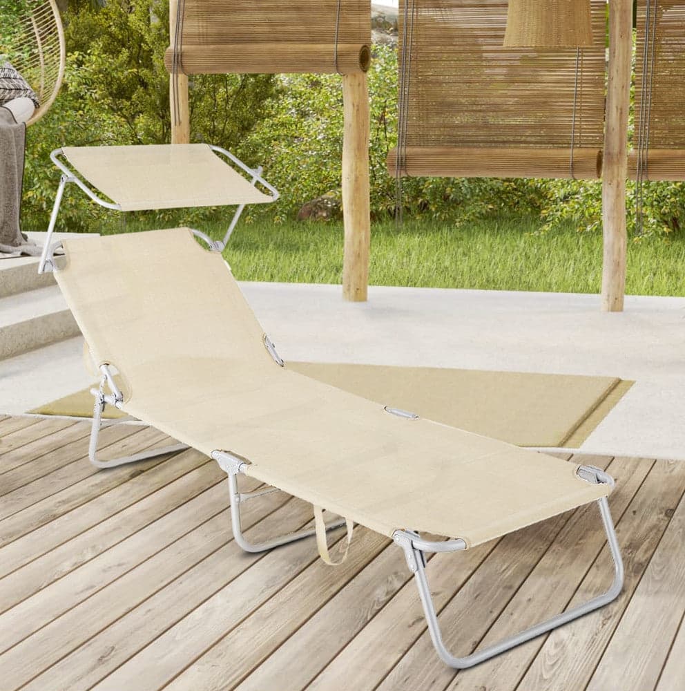 LETTINO IN TEXTILENE CON PARASOLE CREMA MARE GIARDINO SCHIENALE REGOLABILE 281014 in Lettini Trade Shop italia - Napoli, commercioVirtuoso.it