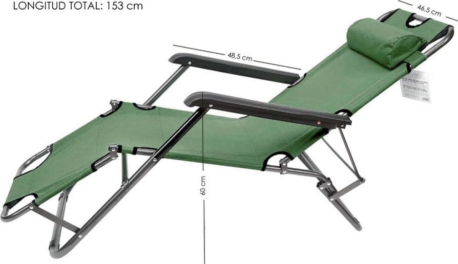 SEDIA A SDRAIO LETTINO PIEGHEVOLE RECLINABILE IN METALLO CON POGGIATESTA VERDE 017053 in Lettini Trade Shop italia - Napoli, commercioVirtuoso.it