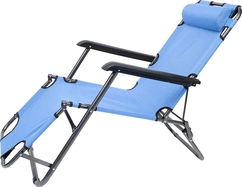 SEDIA SDRAIO LETTINO PIEGHEVOLE RECLINABILE IN METALLO CON POGGIATESTA BLU CHIARO 017056 in Lettini Trade Shop italia - Napoli, commercioVirtuoso.it