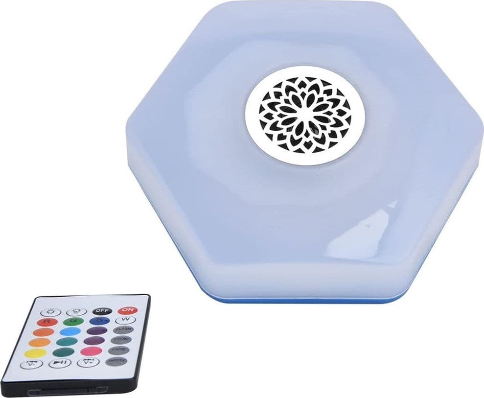 LUCE E27 LED BLUETOOTH ALTOPARLANTE FORMA DISCO VOLANTE COLORATO RGBW TELECOMANDO - 9