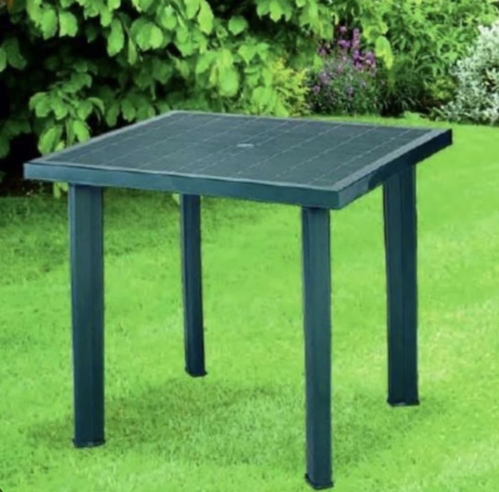 TAVOLO IN PLASTICA DA GIARDINO TAVOLA QUADRATA VERDE 80X75XH72CM RESISTENTE 020353 in Coperture per set arredo giardino Trade Shop italia - Napoli, commercioVirtuoso.it