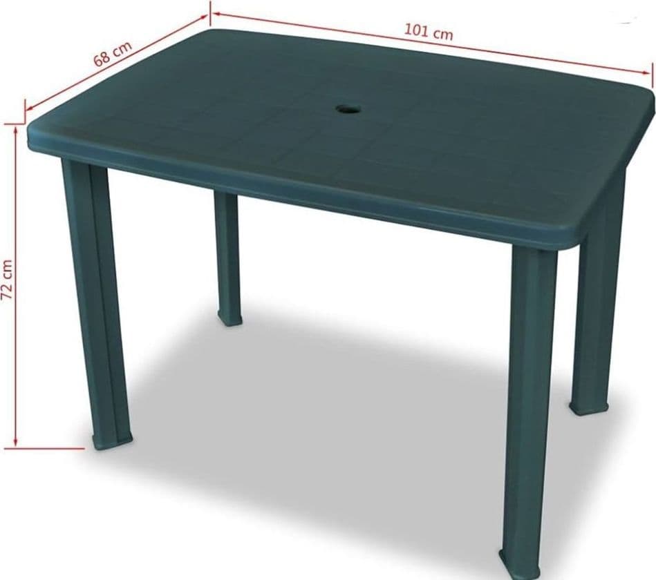TAVOLO DA GIARDINO VERDE ESTERNO RESISTENTE 101X68XH72CM CON FORO OMBRELLONE 023738 in Tavoli standard Trade Shop italia - Napoli, commercioVirtuoso.it