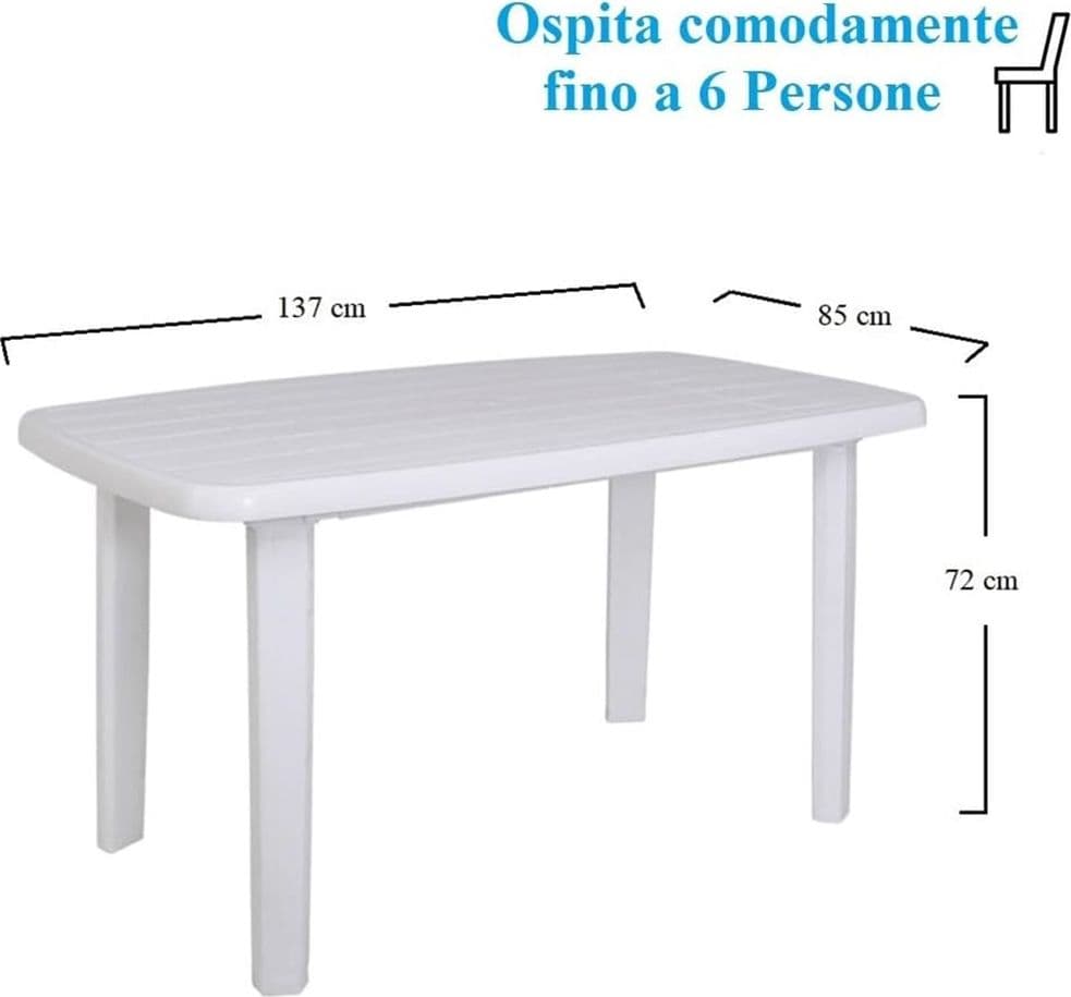 TAVOLO DESIGN OVALE BIANCO FARO IN POLIPROPILENE RESISTENTE 137 X 85 X 72 CM 008943 in Tavoli standard Trade Shop italia - Napoli, commercioVirtuoso.it