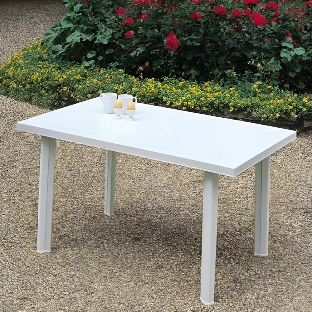 TAVOLO RETTANGOLARE DA GIARDINO ESTERNO VELO BIANCO 126X76X72CM RESISTENTE 008944 in Tavoli standard Trade Shop italia - Napoli, commercioVirtuoso.it
