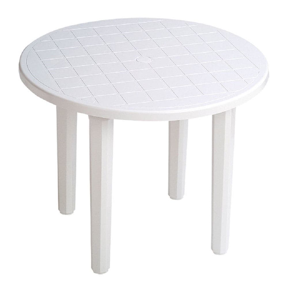 TAVOLO DA GIARDINO BIANCO ROTONDO IN PLASTICA 90X72CM RESISTENTE ARREDO ESTERNO 008942 in Tavolini da appoggio Trade Shop italia - Napoli, commercioVirtuoso.it