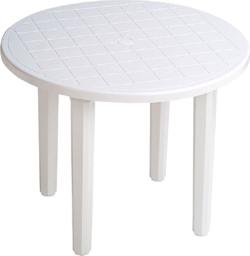 TAVOLO DA GIARDINO BIANCO ROTONDO IN PLASTICA 90X72CM RESISTENTE ARREDO ESTERNO 008942 in Tavolini da appoggio Trade Shop italia - Napoli, commercioVirtuoso.it