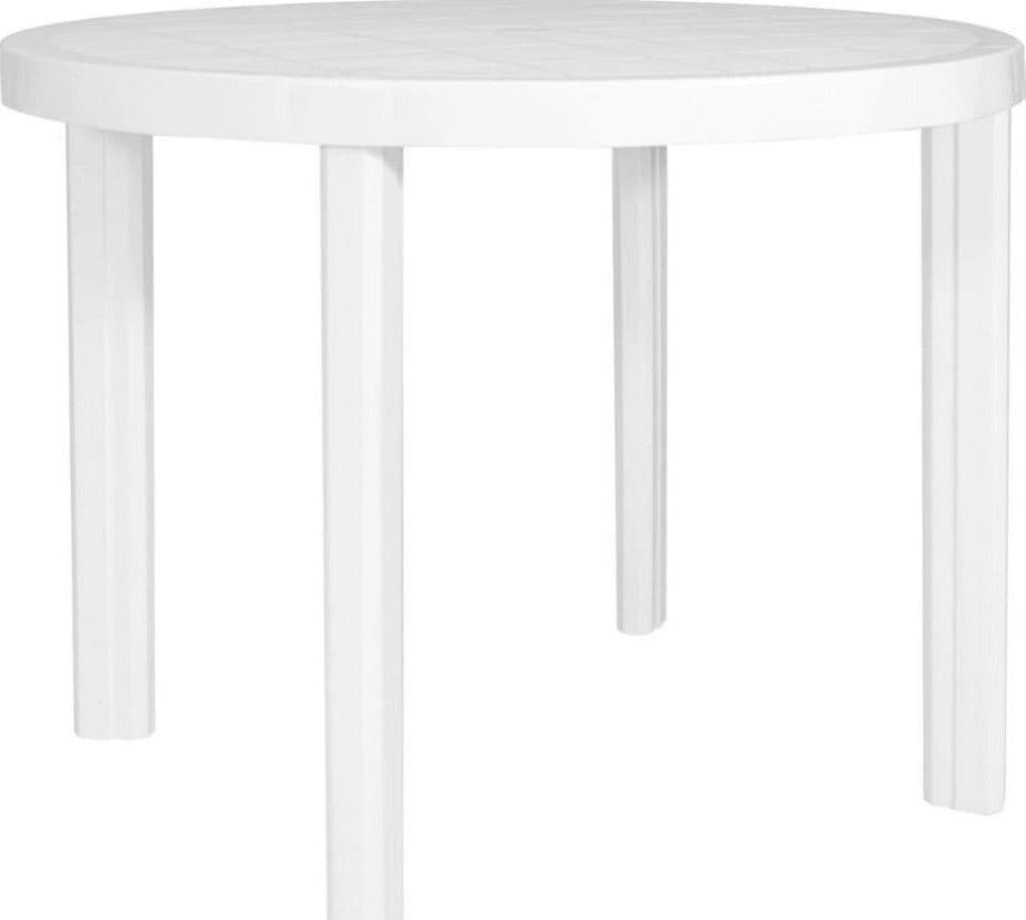 TAVOLO DA GIARDINO BIANCO ROTONDO IN PLASTICA 90X72CM RESISTENTE ARREDO ESTERNO 008942 in Tavolini da appoggio Trade Shop italia - Napoli, commercioVirtuoso.it