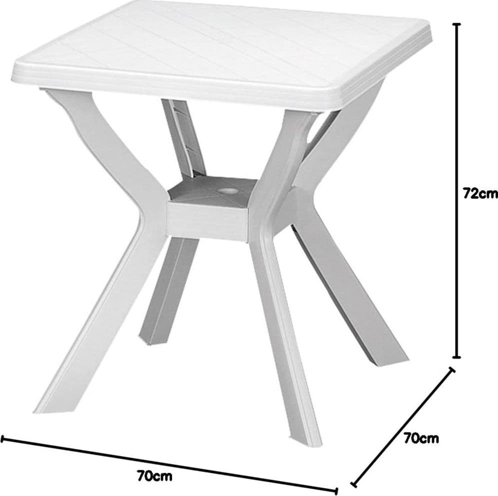 TAVOLO DA GIARDINO QUADRATO BIANCO ARREDO DA ESTERNO IN PLASTICA 70X70XH72CM 012137 in Tavoli standard Trade Shop italia - Napoli, commercioVirtuoso.it
