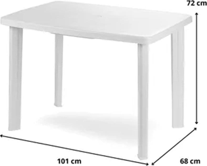 TAVOLO DA GIARDINO RETTANGOLARE BIANCO ARREDO ESTERNO RESISTENTE 101X68XH72CM 012138 in Tavoli standard Trade Shop italia - Napoli, commercioVirtuoso.it