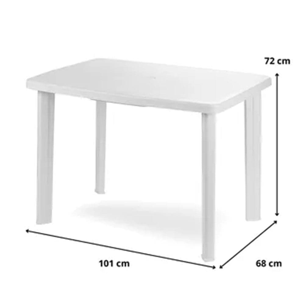 TAVOLO DA GIARDINO RETTANGOLARE BIANCO ARREDO ESTERNO RESISTENTE 101X68XH72CM 012138 in Tavoli standard Trade Shop italia - Napoli, commercioVirtuoso.it